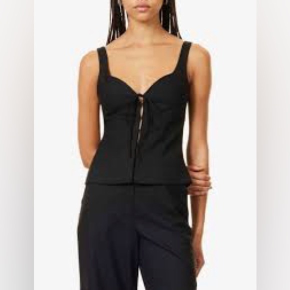 Nicholas Lace Up Peplum Bustier Top in Black - Picture 1 of 15
